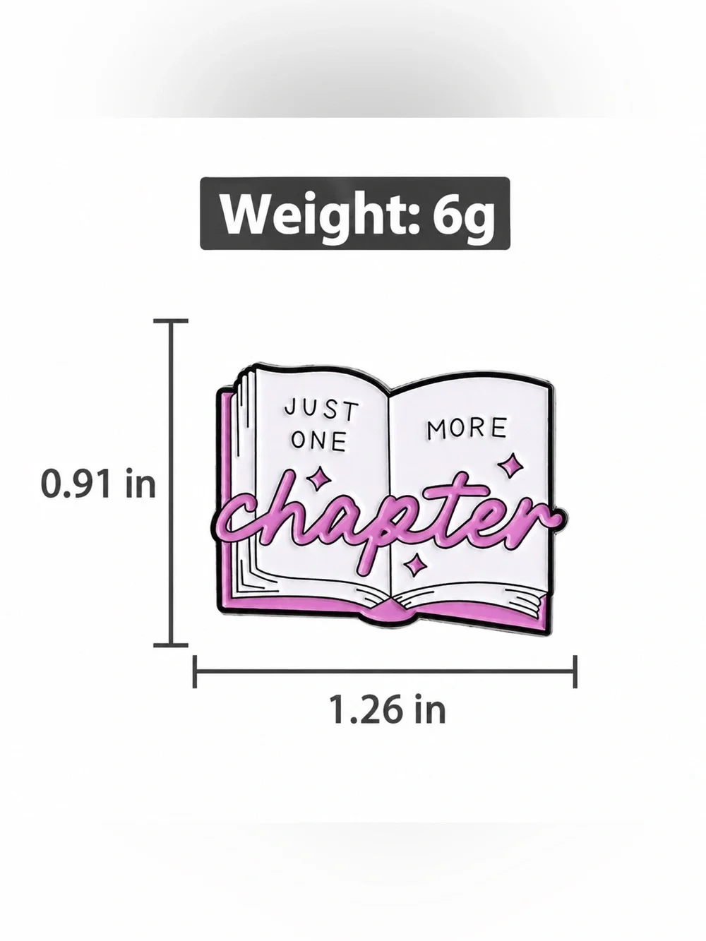 Just One More Chapter Book Enamel Pin Pink Reader Book Lover Lapel Pin